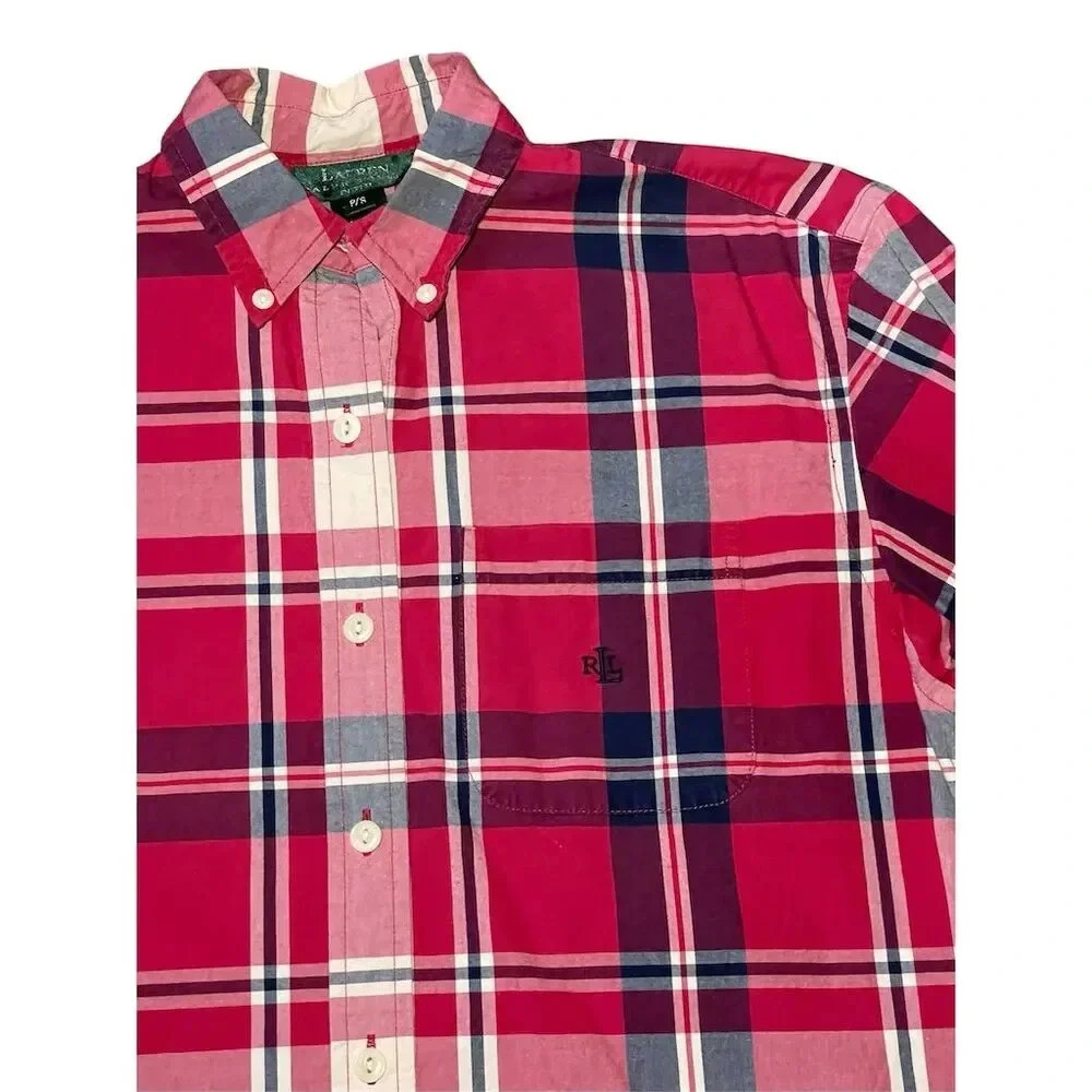 Lauren Ralph Lauren Women's Plaid Button-Up Shirt Small Petites Multicolor - Picture 2 of 7